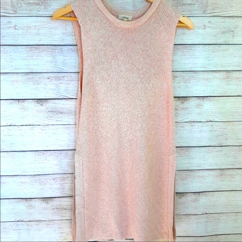 Aritzia Wilfred Pink Palmier Sleevless Knit Long Tunic Split Sides Medium